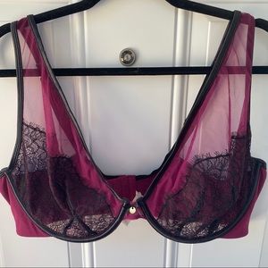 Cacique Mesh and Lace Plunge Bra